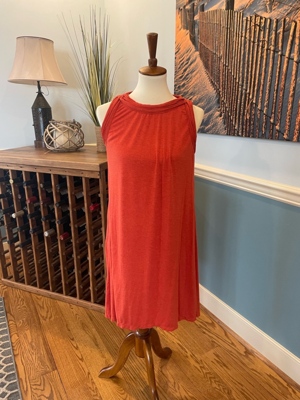 Sleeveless orange Shift Dress